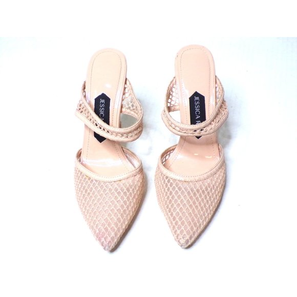 🆕JESSICA RICH Ysabelle Fishnet Pointed Toe Heels Shoes Beige 9 - Picture 6 of 11